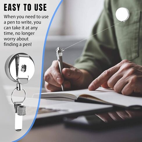 2 Pack Retractable Pull Pen Pencil Holder, 27.5'' Retractable Pen Holder Pencil Lanyard with Belt Clip and Key Ring for Carpenters, Workers, Nurses, Bricklayer, Waiter in Saudi Arabia