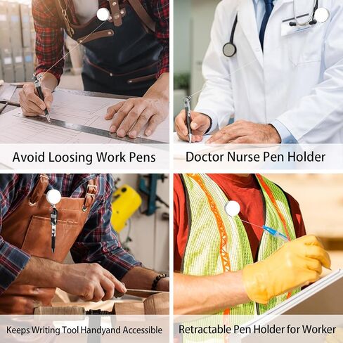 2 Pack Retractable Pull Pen Pencil Holder, 27.5'' Retractable Pen Holder Pencil Lanyard with Belt Clip and Key Ring for Carpenters, Workers, Nurses, Bricklayer, Waiter in Saudi Arabia