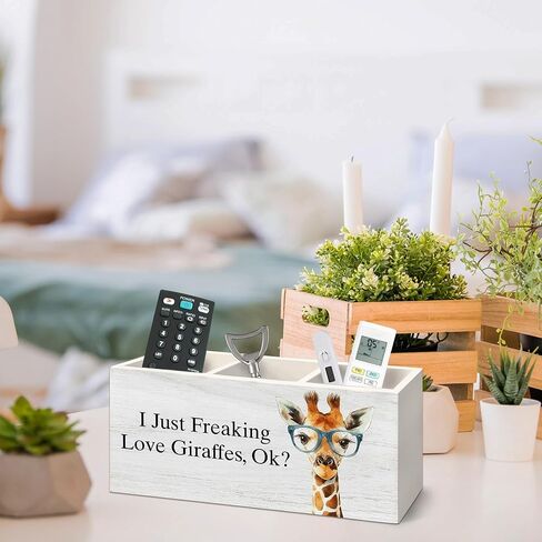 Giraffe Gifts Pen Holder for Desk, Funny Cute Wild Animal Pencil Organizer, Giraffe Gifts for Women, I Just Freaking Love Giraffes Wooden Pen Holder Desk Accessories Decor for Home Office in Saudi Arabia