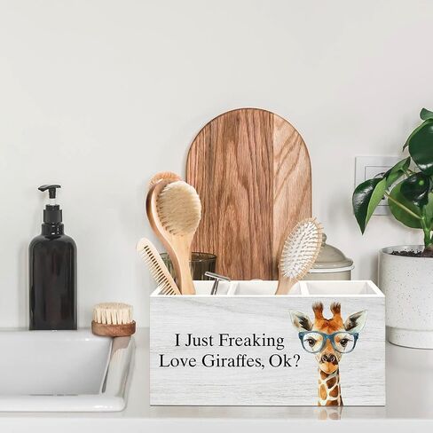Giraffe Gifts Pen Holder for Desk, Funny Cute Wild Animal Pencil Organizer, Giraffe Gifts for Women, I Just Freaking Love Giraffes Wooden Pen Holder Desk Accessories Decor for Home Office in Saudi Arabia