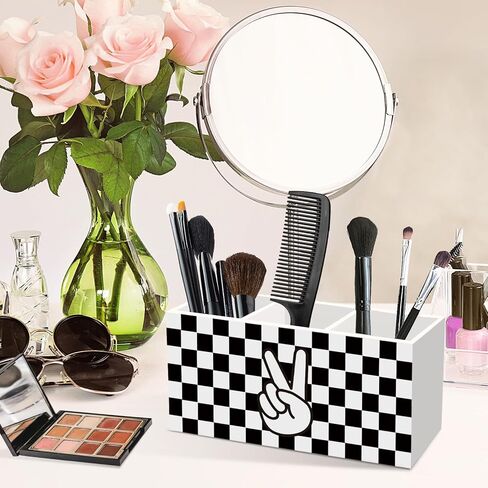 Black and White Checkered Pen Pencil Holder for Desk Decor, Postive Checkered Office Desk Accessories, Boys Pen Holders Organizer for Playroom Kids Room Classroom in Kuwait