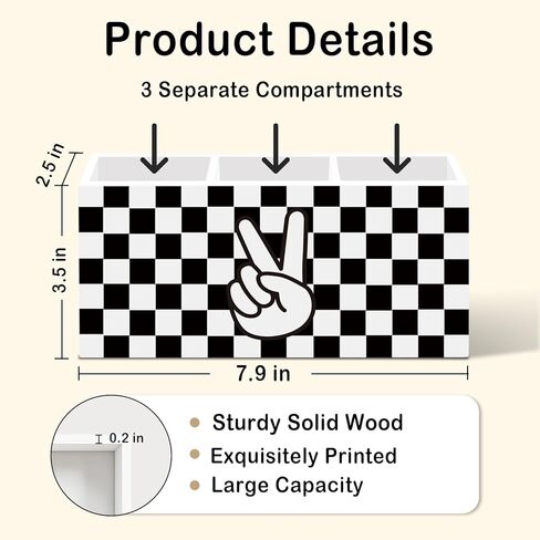 Black and White Checkered Pen Pencil Holder for Desk Decor, Postive Checkered Office Desk Accessories, Boys Pen Holders Organizer for Playroom Kids Room Classroom in Kuwait