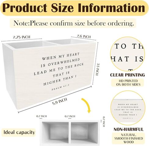 Christian Pen Holder for Desk, Christian Gifts for Women Men Pencil Organizer, Psalm 61:2 Bible Verse Religious Wooden Box Sign Desk Decor for Home Office Decoration in Saudi Arabia