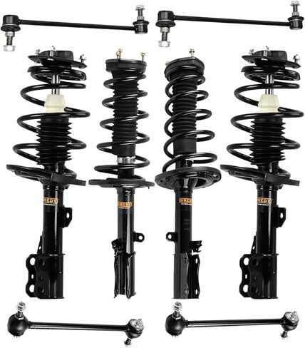 OREDY Front & Rear Struts w/Coil Springs + Sway Bar Links for Toyota Camry Lexus ES330 2004 2005 2006-172205 172206 172207 172208 K90344 K90345 (8pcs) in Saudi Arabia