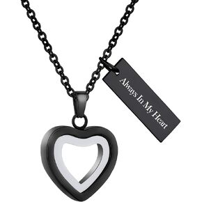 الزجاج القلب الحرق جرة قلادة للرماد الفولاذ المقاوم للصدأ تذكارية الرماد قلادة تذكار مجوهرات مجوهرات الحرق للنساء in Kuwait