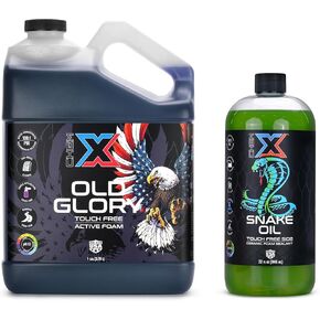 Chem-X Beginner Touch-Free Clean + Seal Bundle, Old Glory Foam Wash + Snake Oil SiO2 Sealant, Spray On Rinse Off, Removes Road Film Grease Salt & Bugs, Hydrophobic Gloss Finish - 32oz in Kuwait