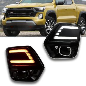 LED Front Bumper Light Kit for 2023-2024 Chevy Chevrolet Colorado Switchback White DRL Fog Lamps & Dynamic Amber Sequential Turn Signals | Direct Bolt-On OEM Replacement Bumper Trim (Pair) in Kuwait