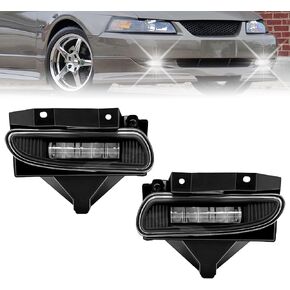 LED Fog Lights Assembly For 1999 2000 2001 2002 2003 2004 Ford Mustang, A Pair Of Fog Lamps With Clear Lens And Bezel- Driver and Passenger Side in Kuwait