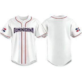 Dominican Republic New Classic Baseball Jersey 90s Short Sleeve Button Down Mesh Baseball Shirt Men Women in Kuwait