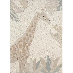 Town & Country Play Jungle Giraffe Kids Area Rug, Soft & Plush, Calming, Bedroom Rug, Nursery Decor, Playroom & Classroom Rugs, Beige/Multi, 7'10"x10’2" in Saudi Arabia