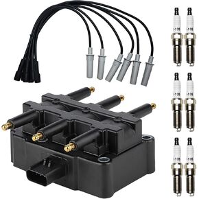 One Set of Ignition Coils Pack UF305 with 6 PCS Iridium Spark Plugs with Wires Set Fit For Chrysler Dodge Caravan Jeep rangler Volkswagen Routan 3.3L 3.8L V6 56032520AB, 56029098AA, 4306 27703 in Saudi Arabia