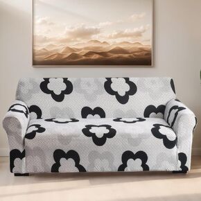 Sofa Cover for Living Room Modern Printed Washable Couch Slipcovers Stretch Furniture Protector Large Size Universal(Plaid Love,3 Seater/Large 2 Seater) in Kuwait
