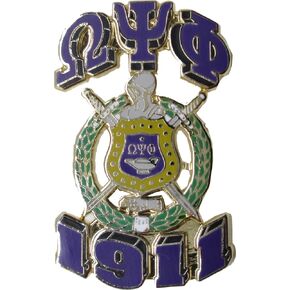 Omega Psi/Ψ Phi 3D Shield Lapel Pin [Gold - 1.25"T] - ID#150614 in Kuwait
