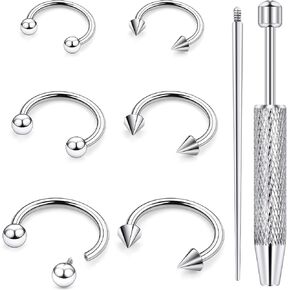 18G 16G 14G Horseshoe Septum Nose Ring Piercing Jewelry Surgical Steel Internal Thread Circular Barbell Daith Rook Earring Snake Bite Lip Ring Piercing Jewelry for Women Silver Black Gold in Kuwait