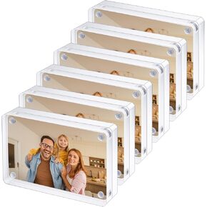6 قطع إطار صورة أكريليك صغير مقاس 2.5 × 3.5 بوصة إطار بطاقة عمل من الأكريليك الشفاف مزدوج الجوانب وإطارات صور مغناطيسية لسطح المكتب بدون إطار لعرض الصور بحجم المحفظة وحامل عرض سطح المكتب للمكتب in Kuwait