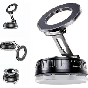 حامل هاتف مغناطيسي مطور لعام 2026 لـ MagSafe: حامل قابل للدوران 360 درجة مع كوب شفط قوي بوزن 180+LBS ومغناطيس 4200gf، متوافق مع سلسلة iPhone وأجهزة Android، أسود in Kuwait