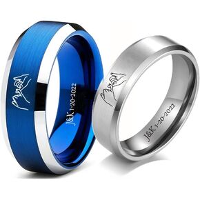 خواتم الوعد المطابقة المخصصة للأزواج مع حلقتين، مجموعة خواتم الخطوبة له ولها، خواتم الوعد المنقوشة للأزواج هدية عيد الميلاد in Kuwait
