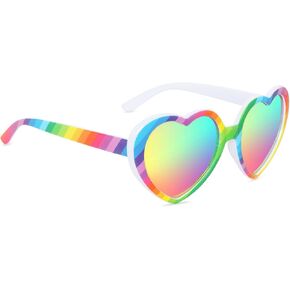 Polarized Rainbow Heart Sunglasses for Women Rainbow Eyeglasses UV400 Trendy Love Shaped Sunglasses Pride Accessories in Kuwait