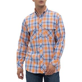 قمصان WORKWEYA FR Welding 7.5oz قطن قميص مقاوم للهب بأزرار سفلية للرجال in Kuwait