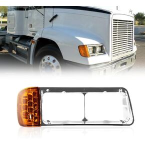 Headlight Bezel with LED Turn Signal Assembly Compatible With Freightliner FLD 1989-2002 Replacement (Headlight Bezel with LED Turn Signal Left) in Saudi Arabia