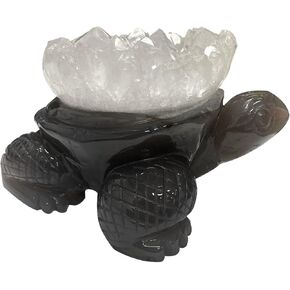 Gemshan العقيق السلحفاة منحوتة باليد الأحجار الكريمة تمثال حجر الحيوانات ديكور تمثال 3.8 بوصة ديكور المنزل والمكتب in Kuwait