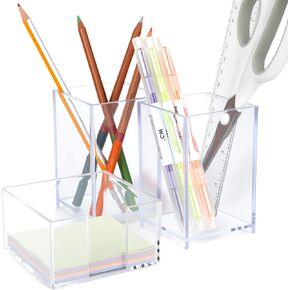 3 Pcs Acrylic Pen Pencil holder and Sticky Note Holder,Clear Desk Organizer,Desk Accessories for Office School Home in Kuwait