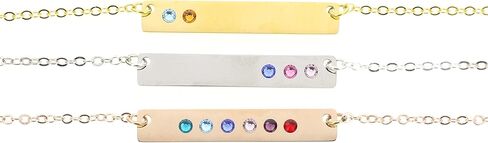 DistinctlyIvy Birthstone Bar Necklace - Choose Crystal Colors, Chain Length, Silver Rose Gold Options - Christmas Mom Gift - DII DGR DBB in Kuwait