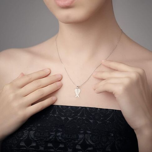Wings Necklace 925 Sterling Silver Angel Pendant Necklace for love and free Jewelry Gift for Women with gift box in Kuwait