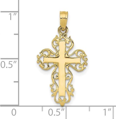 10k Yellow Gold Filigree Cross Pendant Necklace for Men and Women Spiritual Religious Jewelry with Ornate Detailing Vintage Style Faith Symbol Charm Elegant Unisex Accessory Polished Statement Piece in Saudi Arabia