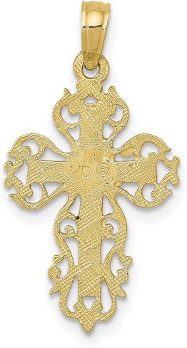 10k Yellow Gold Filigree Cross Pendant Necklace for Men and Women Spiritual Religious Jewelry with Ornate Detailing Vintage Style Faith Symbol Charm Elegant Unisex Accessory Polished Statement Piece in Saudi Arabia