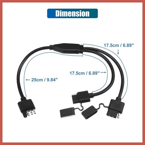 ACROPIX 4 Way Y Splitter Harness Cable for LED Trailer Lights Tailgate Light Bar Trailer Adapter 4 Way Male to Dual Female Trailer Connector Trailer Wire Extension for Van Car Parts in Saudi Arabia
