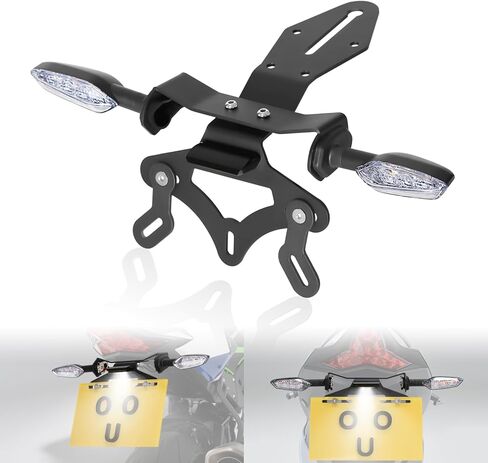 License Plate Holder Rear Fender Eliminator Tail Tidy LED Indicator Turn Signal Blinker Kit Compatible with Ninja ZX-10R ZX10R ZX-10RR ZX10RR 2016-2024(Smoke) in Kuwait