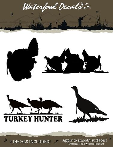Waterfowl Decals Ultimate 5pc Turkey Stickers - Turkey Hunting Tom Strut Hunting Decal Bundle Pack in Kuwait