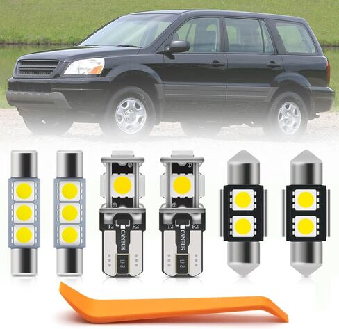 19 قطعة LED مجموعة مصابيح داخلية لسيارة Honda Pilot 2003 2004 2005 2006 2007 2008 خريطة قبة باب صندوق السيارة لوحة ترخيص أضواء فائقة السطوع 6000K مصابيح إضاءة داخلية بيضاء + أداة تثبيت in Saudi Arabia