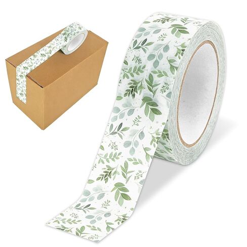 Whaline 109 Yard Greenery Packing Tape Decorative Duct Tape Watercolor Eucalyptus Leaves Wrapping Tapes for Spring Small Business Sealing Gift Boxes Mail Carton DIY Crafts in Saudi Arabia