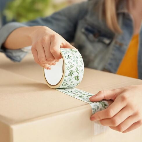 Whaline 109 Yard Greenery Packing Tape Decorative Duct Tape Watercolor Eucalyptus Leaves Wrapping Tapes for Spring Small Business Sealing Gift Boxes Mail Carton DIY Crafts in Saudi Arabia