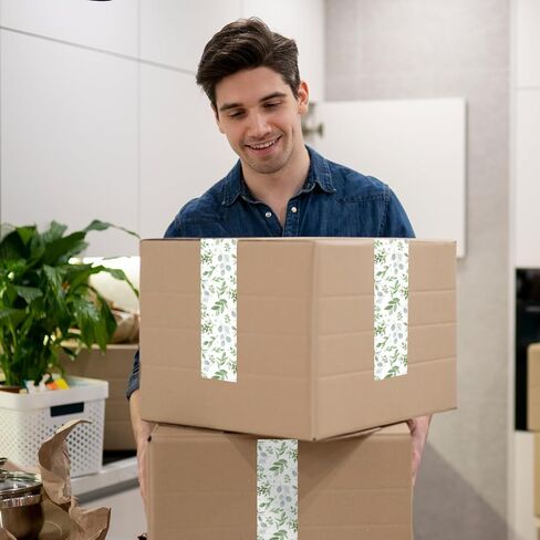 Whaline 109 Yard Greenery Packing Tape Decorative Duct Tape Watercolor Eucalyptus Leaves Wrapping Tapes for Spring Small Business Sealing Gift Boxes Mail Carton DIY Crafts in Saudi Arabia
