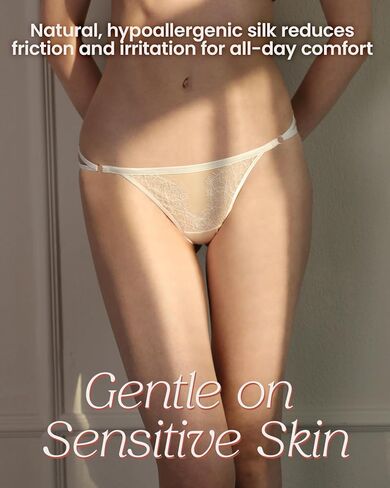 22 Momme 100% Mulberry Silk Thongs for Women, Side Adjustable & Cut-Out Front, Sexy G-String T-back Panties in Saudi Arabia