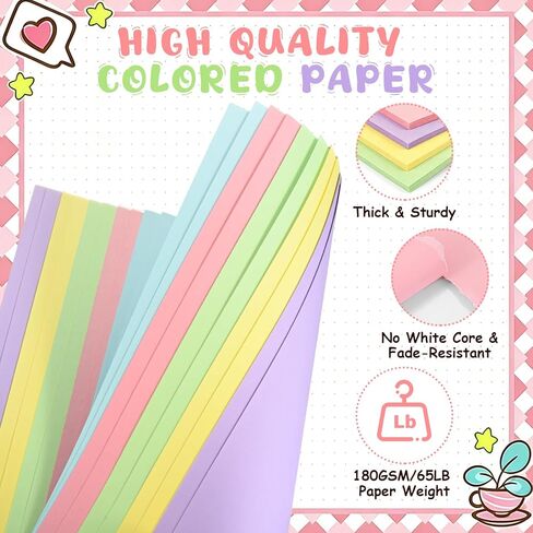 40 Sheets Pastel Colored Cardstock 8.5"x11", 5 Assorted Light Colors 180gsm/65lb Card Stock,Construction Paper for DIY Crafts, Card Making, Scrapbooking, Party Decorations, Kids School Projects in Kuwait