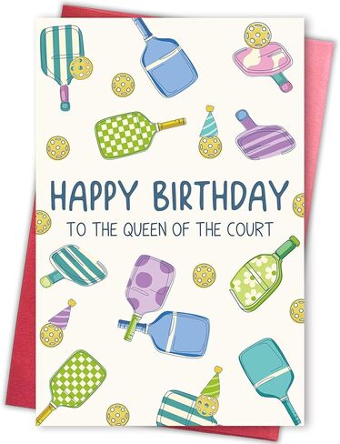 Pickleball Birthday Card for Woman, Birthday gift for Pickleball Lovers, Happy Birthday Queen of the Court in Saudi Arabia
