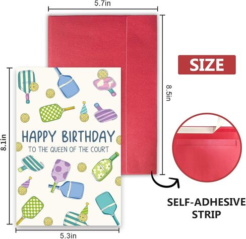 Pickleball Birthday Card for Woman, Birthday gift for Pickleball Lovers, Happy Birthday Queen of the Court in Saudi Arabia
