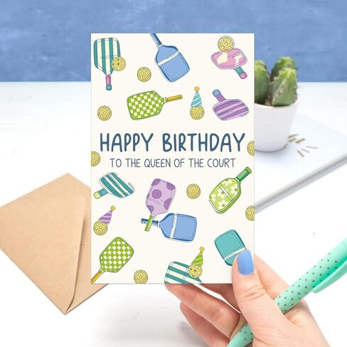 Pickleball Birthday Card for Woman, Birthday gift for Pickleball Lovers, Happy Birthday Queen of the Court in Saudi Arabia