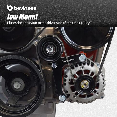 Bevinsee LSX Swap Low Mount Alternator Bracket F Body Compatible with Chevrolet Camaro1998-2002 for LS Truck Vortec Engines F Body Alternators W/Pulley & Rear Brace in Saudi Arabia