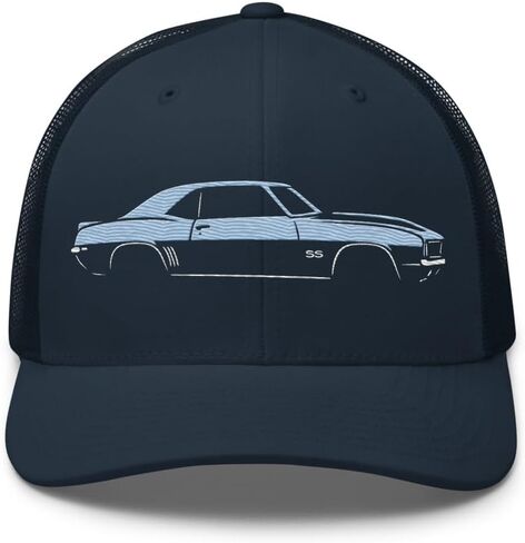 Glacier Blue 1969 Camaro SS Trucker Trucker Cap Hat, Mesh Snapback | Classic Car Show Gear | Adjustable in Saudi Arabia