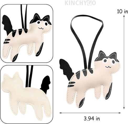 4 Pack Cat Bag Charms Leather Cute Animal Charm Keychain for Handbags Purse Backpack (White, Grey, Pink, Brown) in Kuwait