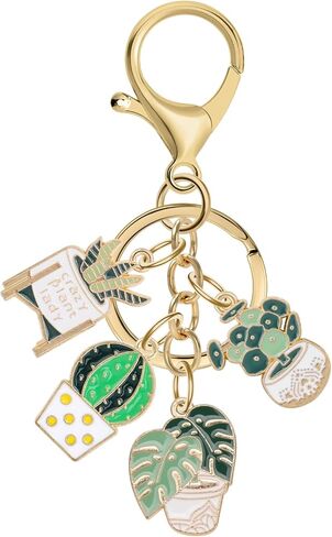 Funny Plant Keychain Plant Lover Gifts for Women Succulent Potted Cactus Charms Keychain for Purses Plants Lady Gifts Cute Green Plants Key Chain Bag Charms Cool Car Keychains Gardening Gift in Saudi Arabia