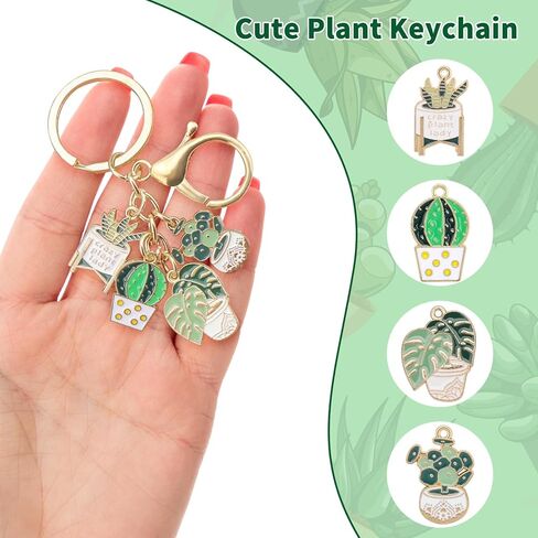 Funny Plant Keychain Plant Lover Gifts for Women Succulent Potted Cactus Charms Keychain for Purses Plants Lady Gifts Cute Green Plants Key Chain Bag Charms Cool Car Keychains Gardening Gift in Saudi Arabia