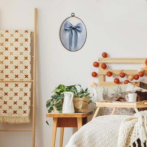 dvhdajed Coquette Light Blue Bow Oval Wall Art Decor, Preppy Aesthetic Blue Bows Framed Canvas Art, Girly Bows Oval Wall Hanging Decor for Girls Room Bathroom Bedroom, 8.7x11.3 Inch in Kuwait