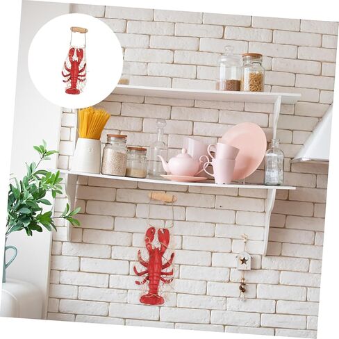 Garneck Red Lobster Wall Art Hanging Decor - Nautical Resin Sculpture Pendant for Living Room and Bedroom - Unique Lobster Serving Tray Statue for Coastal Home Decor in Saudi Arabia
