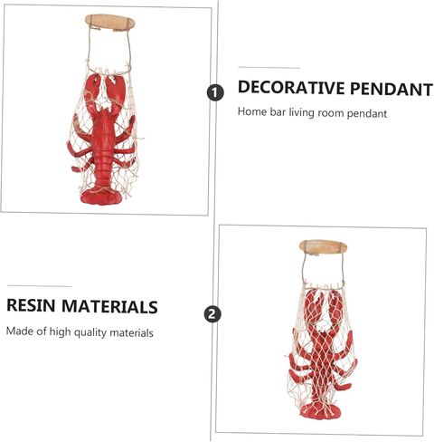 Garneck Red Lobster Wall Art Hanging Decor - Nautical Resin Sculpture Pendant for Living Room and Bedroom - Unique Lobster Serving Tray Statue for Coastal Home Decor in Saudi Arabia